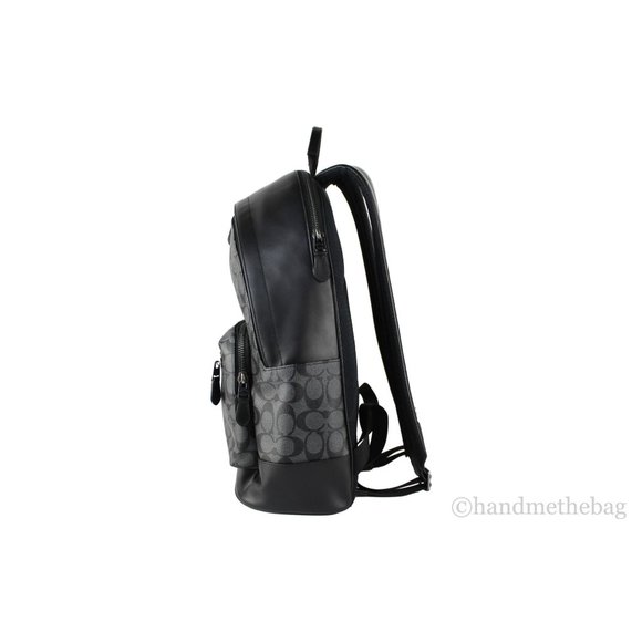 NEW Coach Men's West Large Backpack Charcoal Black Signature Coated Canvas NWT - Picture 5 of 9
